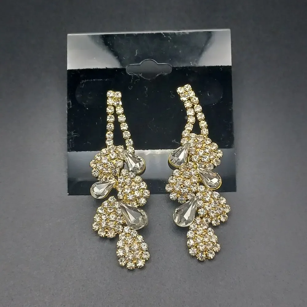 Gold Tone Floral Dangle Earrings